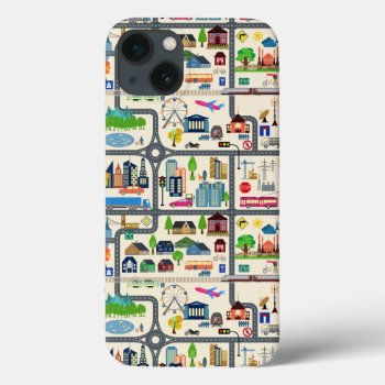 City Map Pattern Iphone 13 Case by adventurebeginsnow at Zazzle