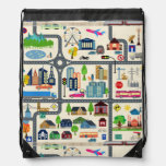 City Map Pattern Drawstring Bag