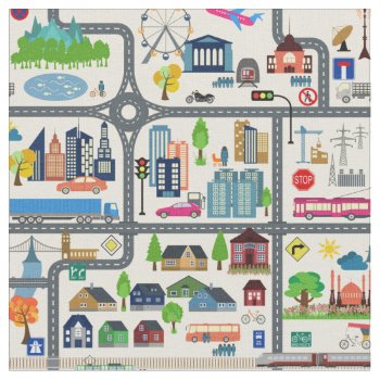 City Map Pattern Fabric by adventurebeginsnow at Zazzle