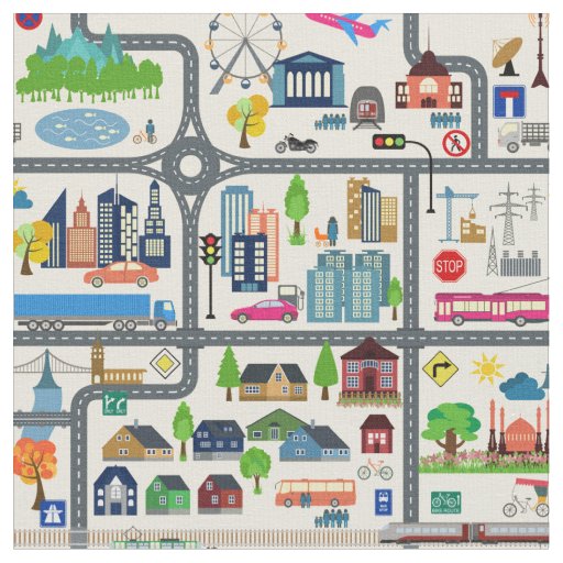 City Map Pattern Fabric