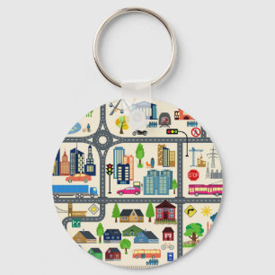 City Map Pattern Keychain
