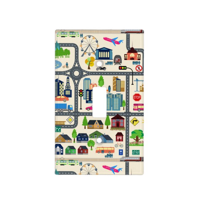 City Map Pattern Light Switch Cover (Front)
