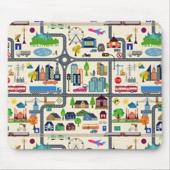 City Map Pattern Mouse Pad by adventurebeginsnow at Zazzle