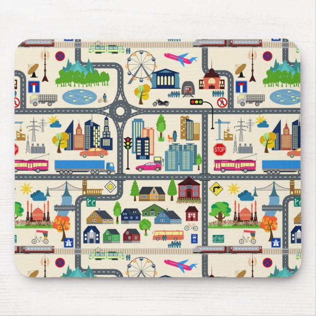 City Map Pattern Mouse Pad (Front)