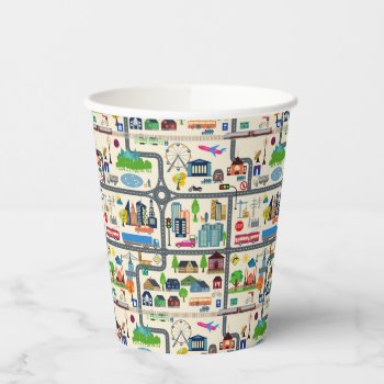 City Map Pattern Paper Cups by adventurebeginsnow at Zazzle