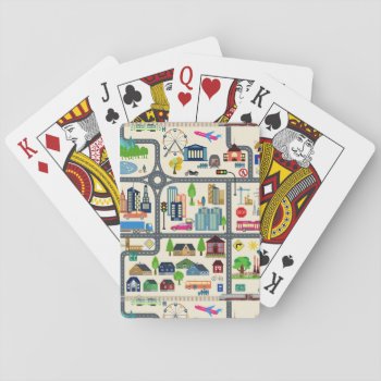 City Map Pattern Playing Cards by adventurebeginsnow at Zazzle