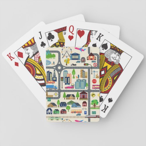 City Map Pattern Playing Cards