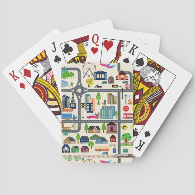 City Map Pattern Poker Cards (Back)