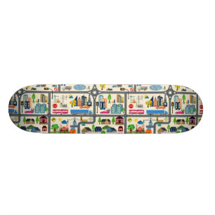 City Map Pattern Skateboard Deck