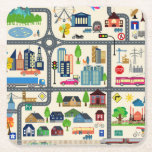 City Map Pattern Square Paper Coaster