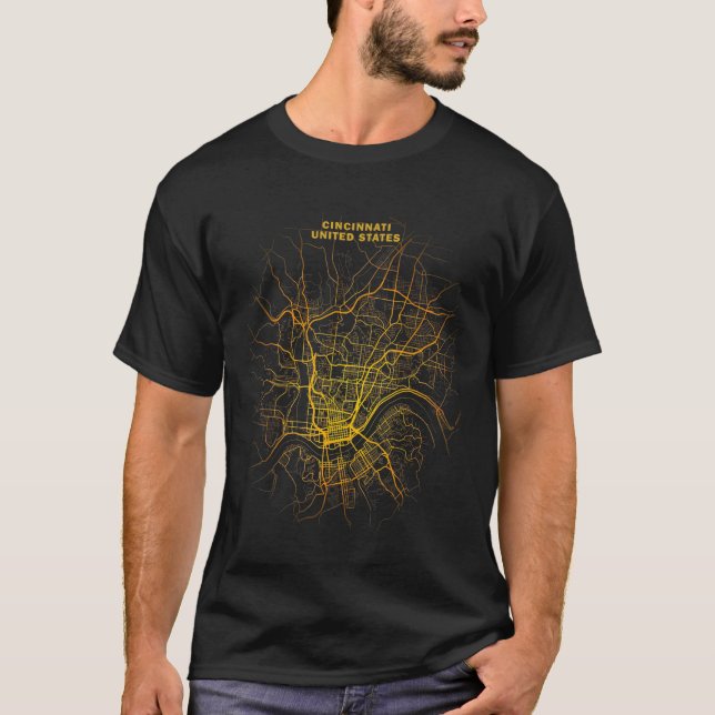 city map street travel souvenir tourist Ohio Cinci T-Shirt (Front)