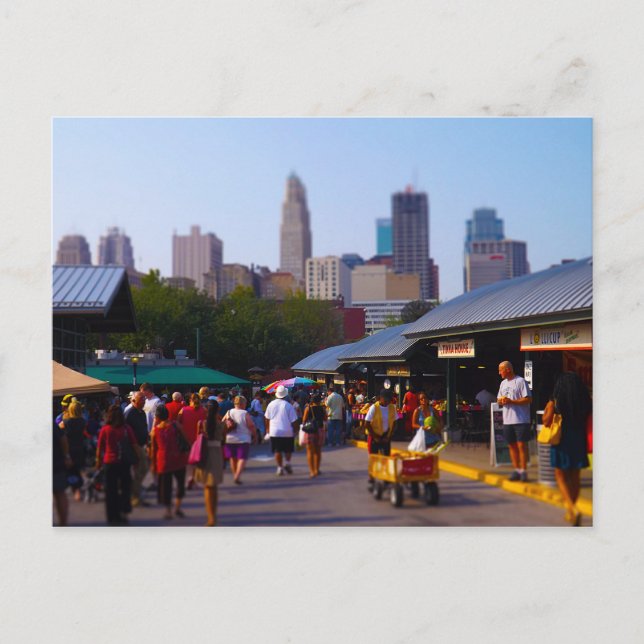 City Market and Downtown Kansas City Skyline Postcard (Front)