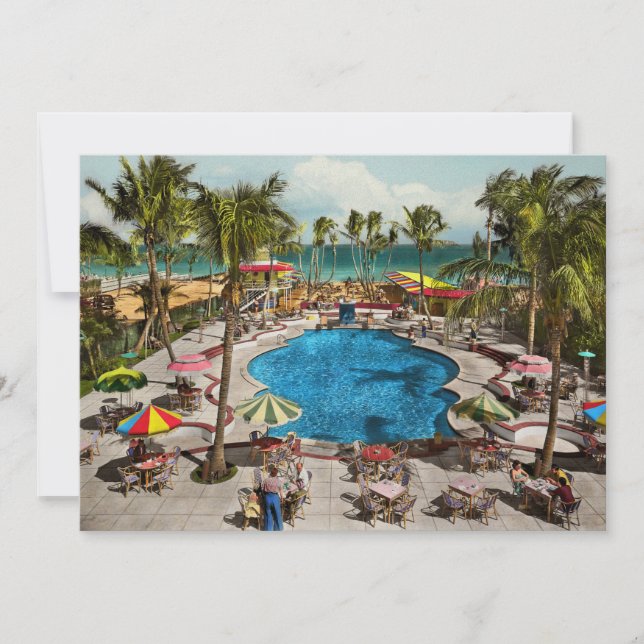 City - Miami FL - Sitting poolside 1941 Invitation (Front)