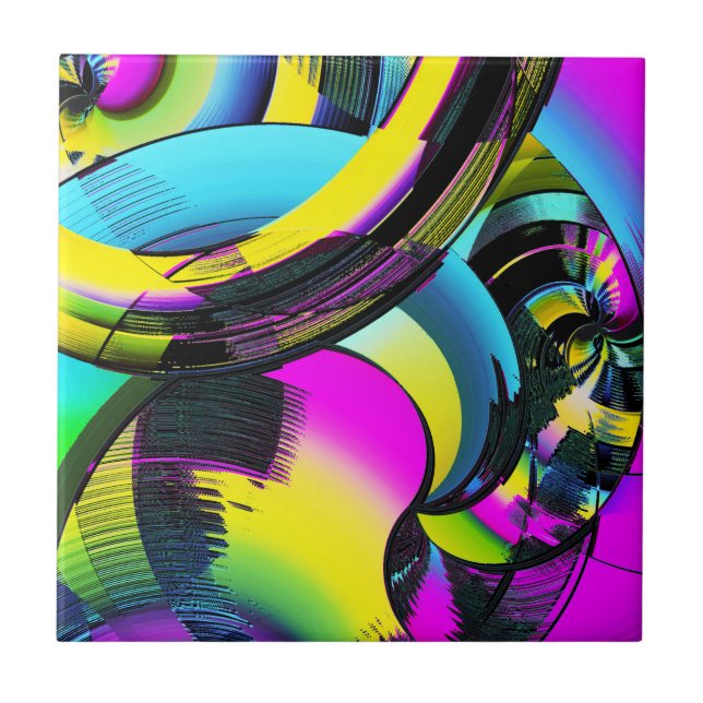 City Neon Lights Ceramic Tile (Front)
