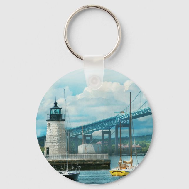 City - Newport RI - The Newport lighthouse Keychain (Front)