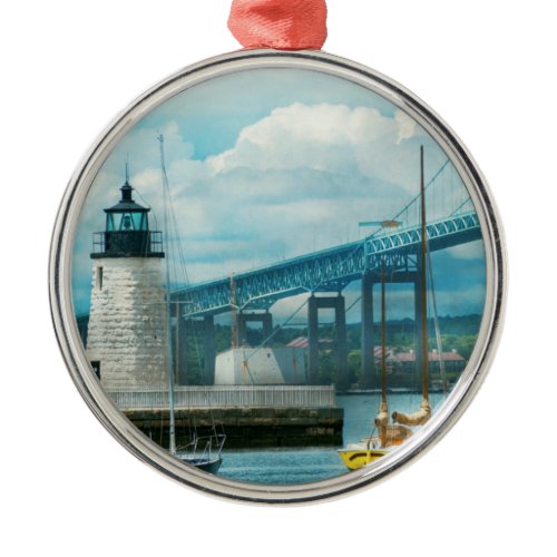 City - Newport RI - The Newport lighthouse Metal Ornament
