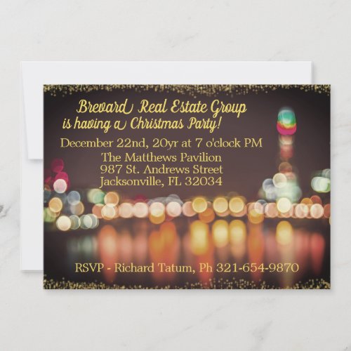 City Night Lights Corporate Christmas Party Invitation