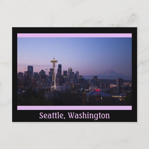 City Night of Seattle Washington Postcard