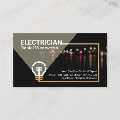 City Night Scene Power Outage Electrical Service Business Card
