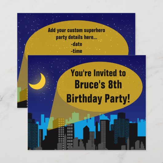 City Night Skyline Superhero Boys Birthday Party (Front/Back)