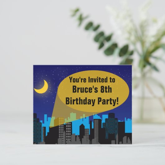 City Night Skyline Superhero Boys Birthday Party (Standing Front)