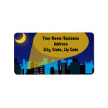 City Night Skyline Superhero Boys Birthday Party Label