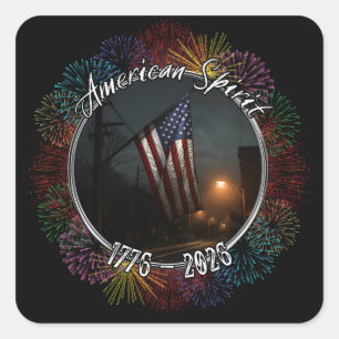 City Nights American Flag Spirit of 1776 - 2026 Square Sticker