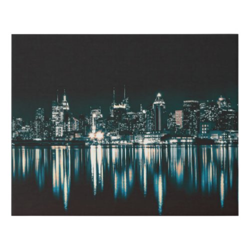 City Nightscape Wrapped Faux Canvas Art