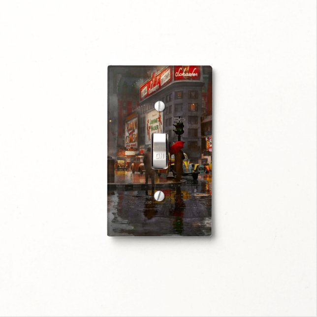 City - NY - A rainy day in New York City 1943 Light Switch Cover (In Situ)