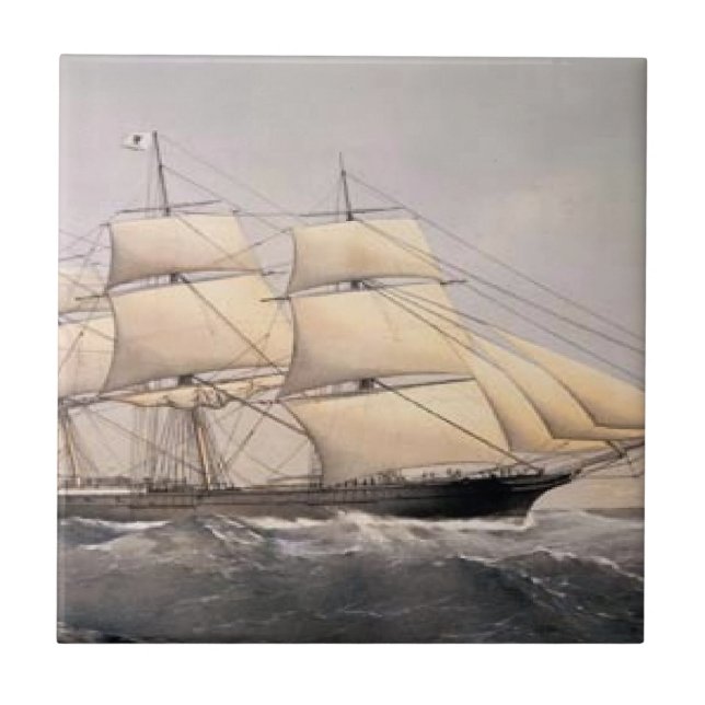 City of Adelaide Clipper ship 1800s Ceramic Tile (Front)