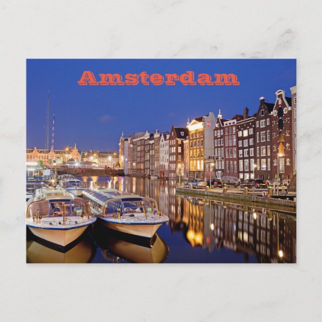 City of Amsterdam by Night Postcard (Front)