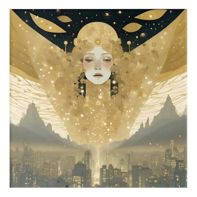 City of Angels Woman in Gold Acrylic Print (Front)
