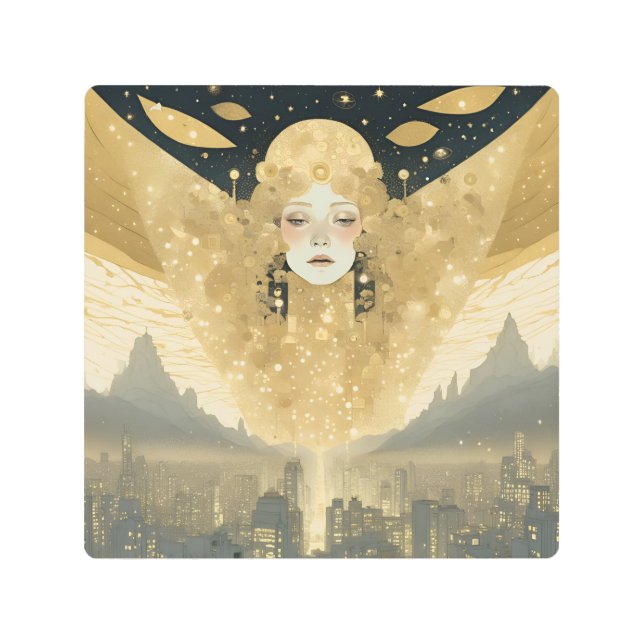 City of Angels Woman in Gold Metal Print (Front)