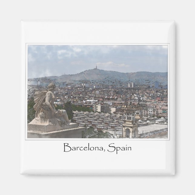 City of Barcelona Spain Cityscape Magnet (Front)