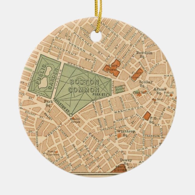 City of Boston Vintage Map Ceramic Ornament (Front)