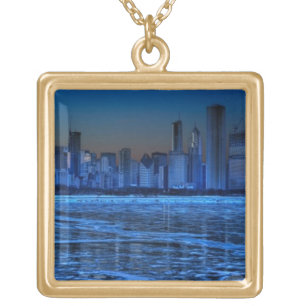 City of broad shoulders and lake Michigan Gold Plated Necklace