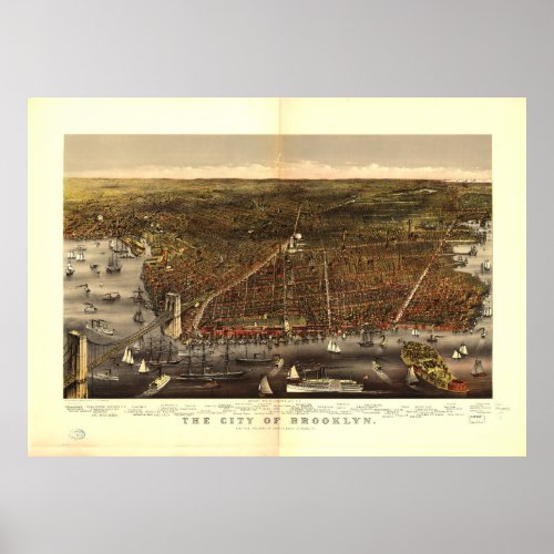 City of Brooklyn New York by Currier and Ives 1879 Poster