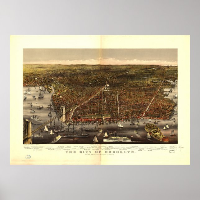 City of Brooklyn New York by Currier and Ives 1879 Poster (Front)