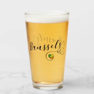 City of Brussels Flag In Heart Glass