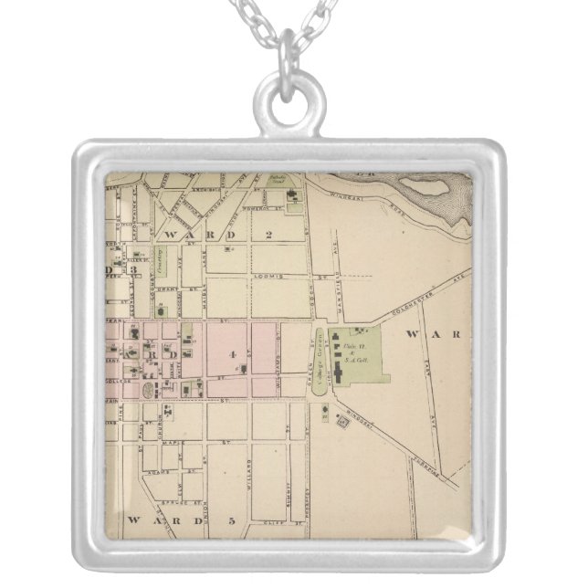 City of Burlington in Vermont Silver Plated Necklace (Front)