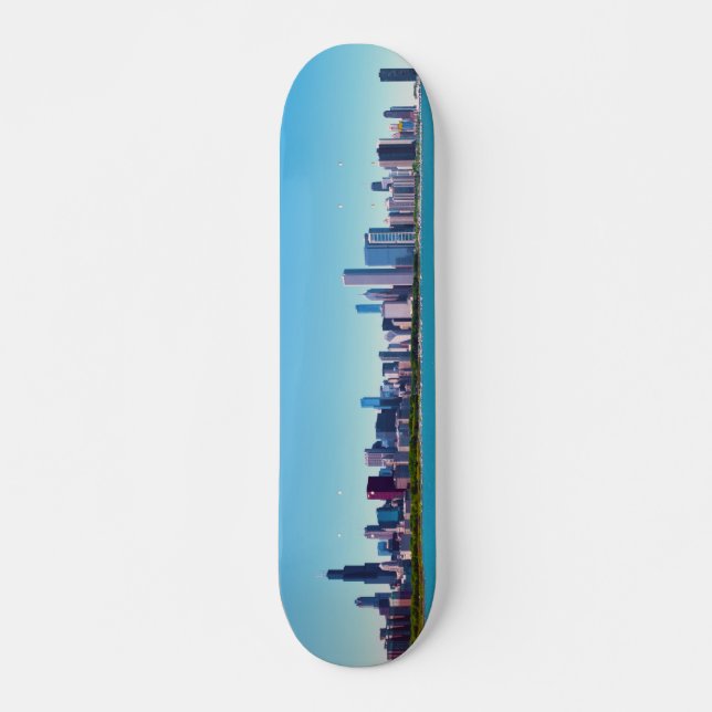 City of Chicago, Illinois Skyline Panorama Skateboard Deck (Front)