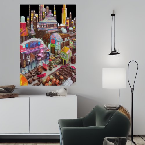 City of chocolate and candy  AI Art Poster