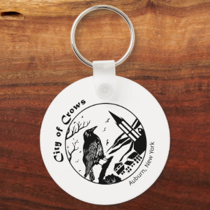 City of Crows Black and White Graphic Keychain