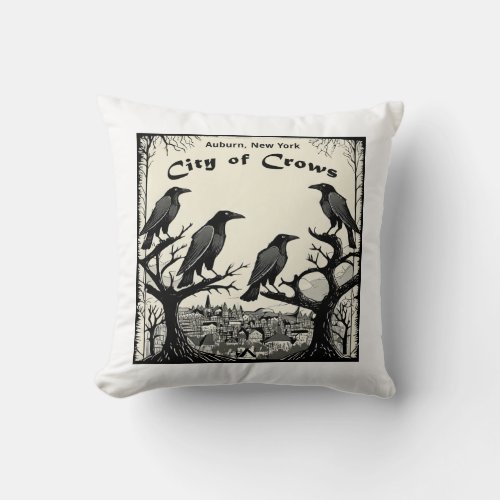 City of Crows Throw Pillow