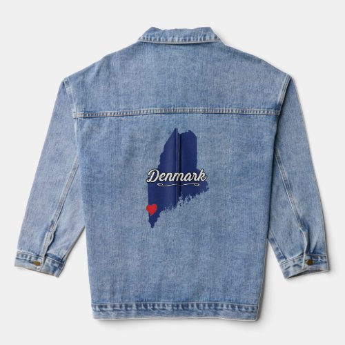 City Of Denmark Maine Cute Merch  Graphic Zip  Denim Jacket
