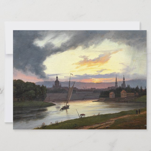 City of Dresden at Sunset (German Landscape) Card (Front)
