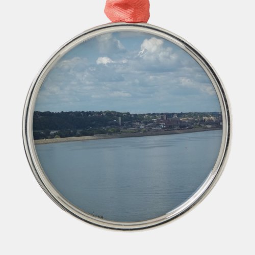 City of Dubuque Iowa on the Mississippi River Metal Ornament