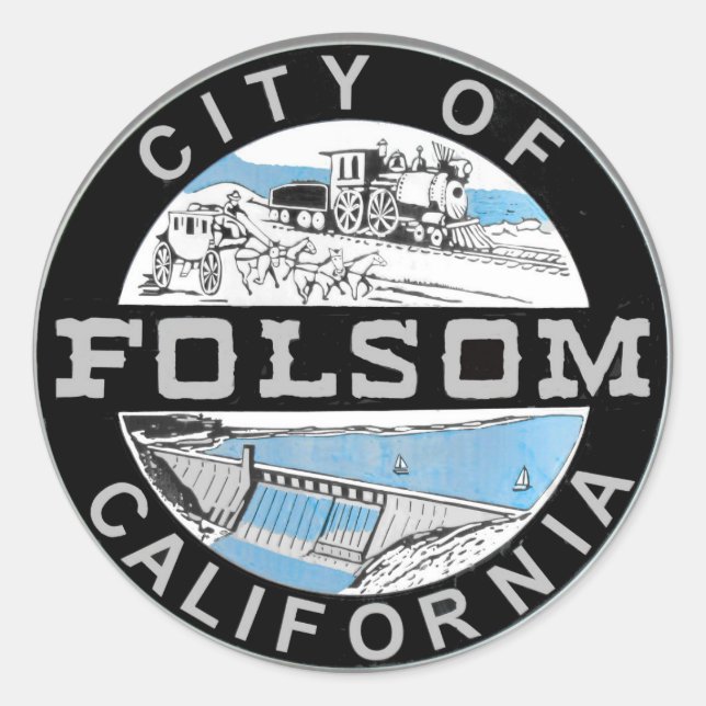 City of Folsom graphic logo: Graphic version Classic Round Sticker (Front)