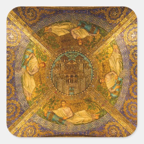 City of God Neo Byzantine mosaic cathedral ceiling Square Sticker