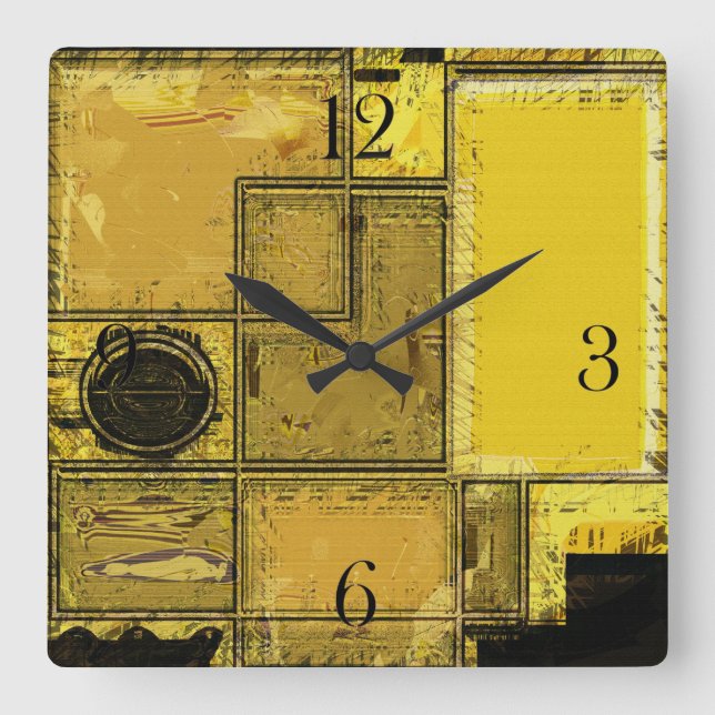 City of Gold Urban Abstract Art Clock (Front)